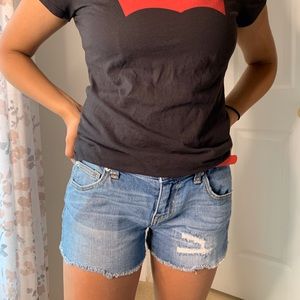 light wash denim shorts